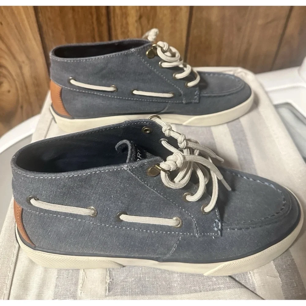 Sperry Denim Blue Pier Crest Ankle Boat Shoes - Size 7
